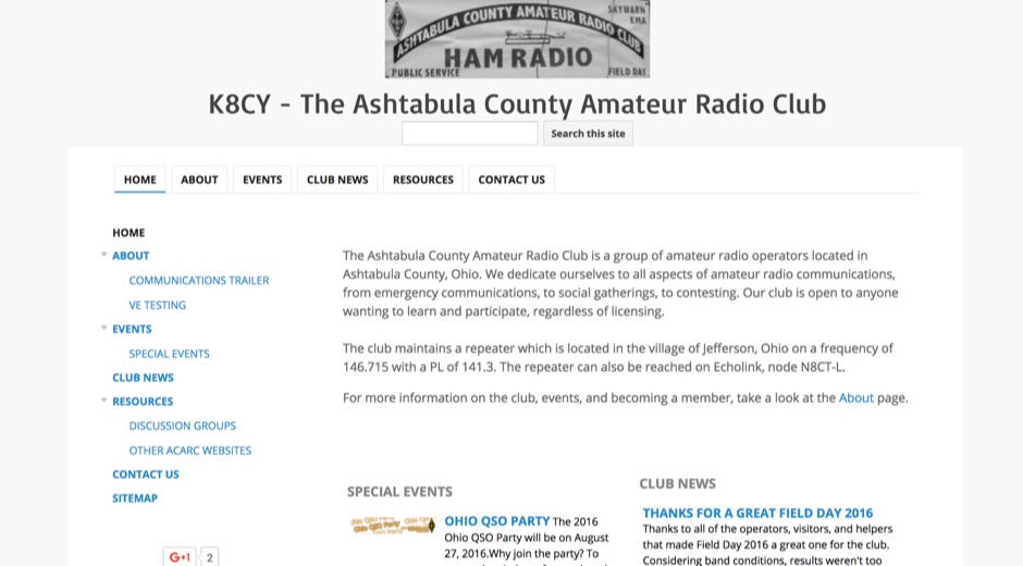 DXZone K8CY - The Ashtabula County Amateur Radio Club