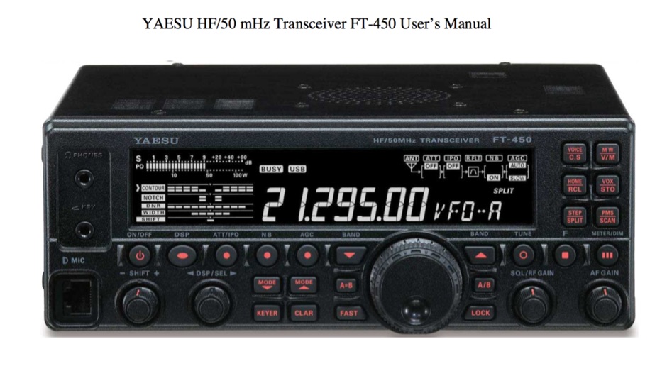 YAESU FT 450 User Manual Picture