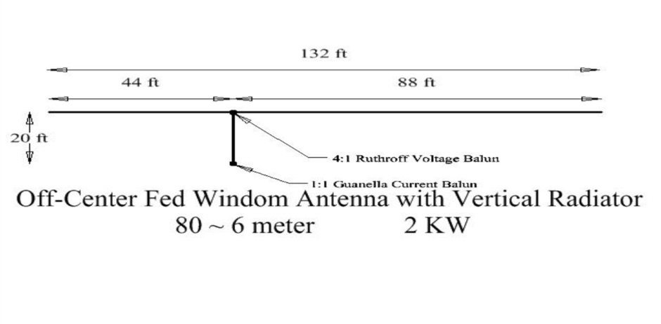 DXZone Off-center Fed Windom Antenna with Vertical Radiator