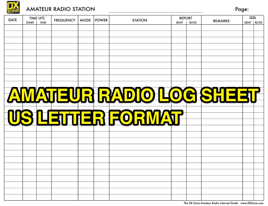 Amateur Radio Station Log Sheet in US Letter Format