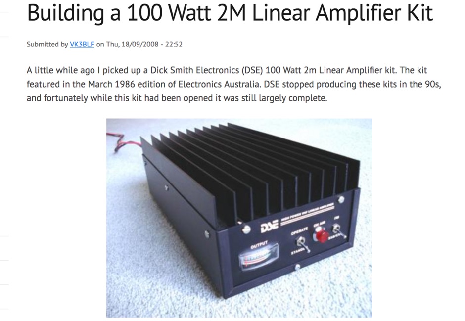 Building a 100 Watt 2M Linear Amplifier Picture