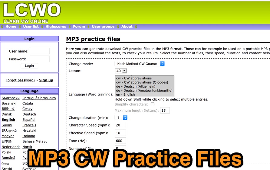 DXZone MP3 CW Practice files