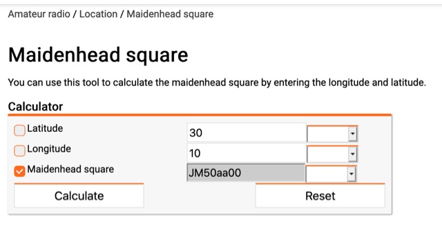 DXZone Maidenhead square Calculator