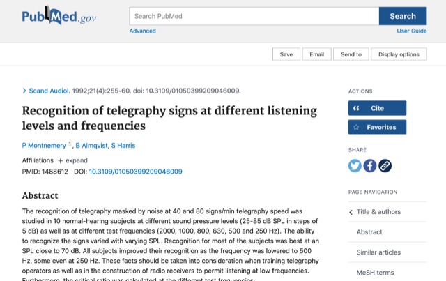 Recognition of CW signs at different listening levels and frequencies  Picture