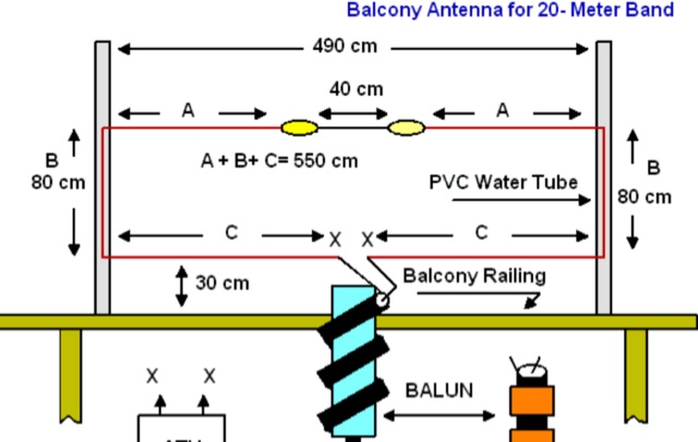 Balcony Dipole Antenna for 20 Meter Picture