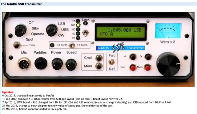 The G4AON SSB Transmitter Picture