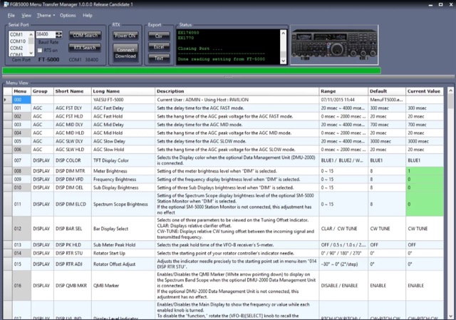 FGB-5000 Menu Transfer Manager Picture
