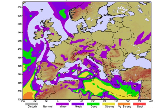 DXZone Tropospheric Propagation Forecast for EU