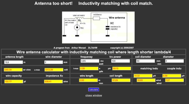 Antenna too short! Inductivity matching with coil match.