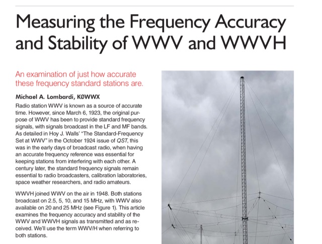 Frequency Accuracy and Stability of WWV and WWVH