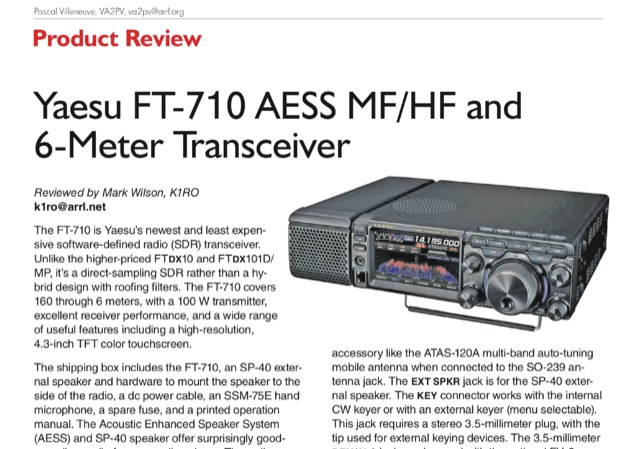 Yaesu FT-710 QST Review