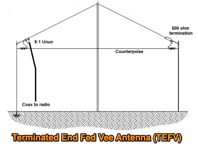 TEFV Terminated End Fed Vee Antenna