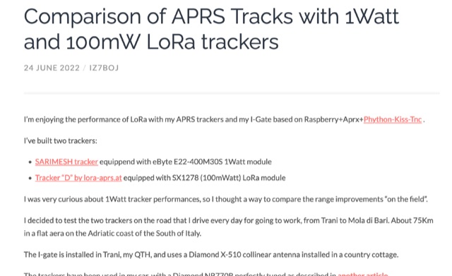 DXZone A Comparative Study of APRS Tracks with 1W and 100mW LoRa Trackers