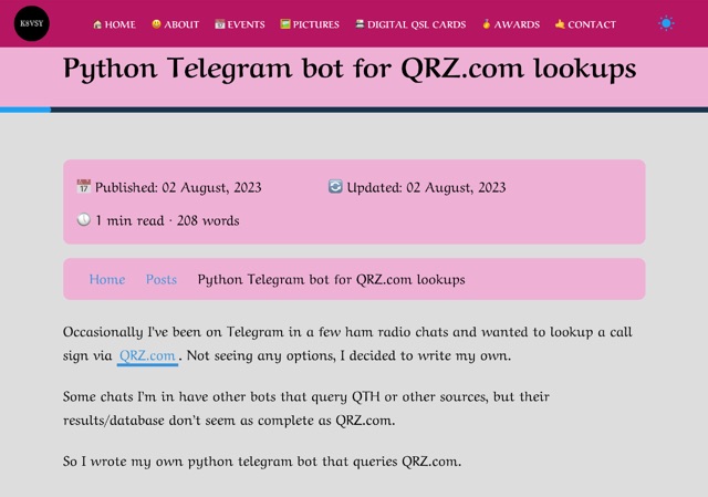 DXZone Python Telegram bot for QRZ.com lookups