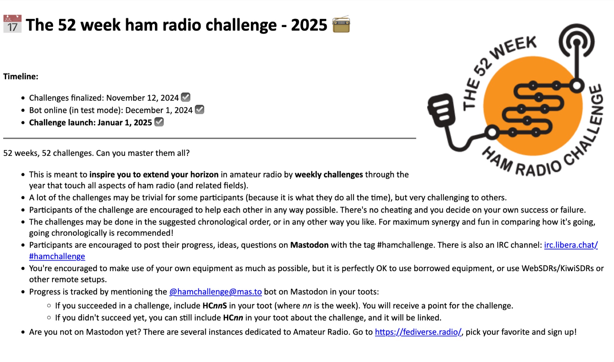 52 Week Ham Radio Challenge Picture