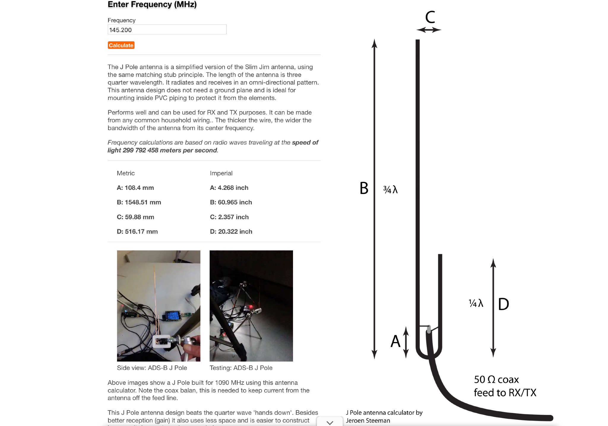 J Pole Antenna Calculator - Calculate Dimensions for J Pole Antenna Picture