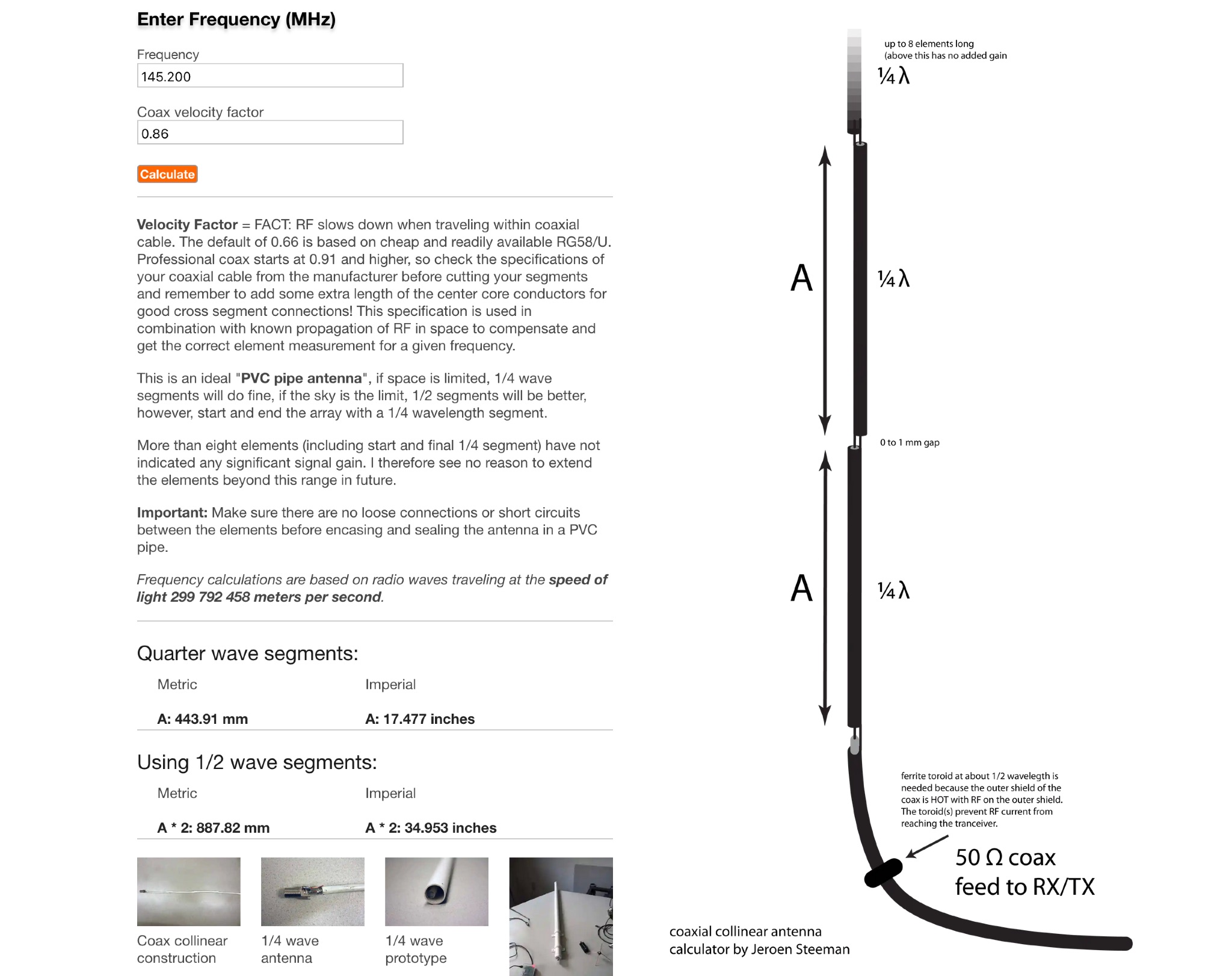 Coaxial Collinear Antenna Calculator - Antenna Designer Tool Picture