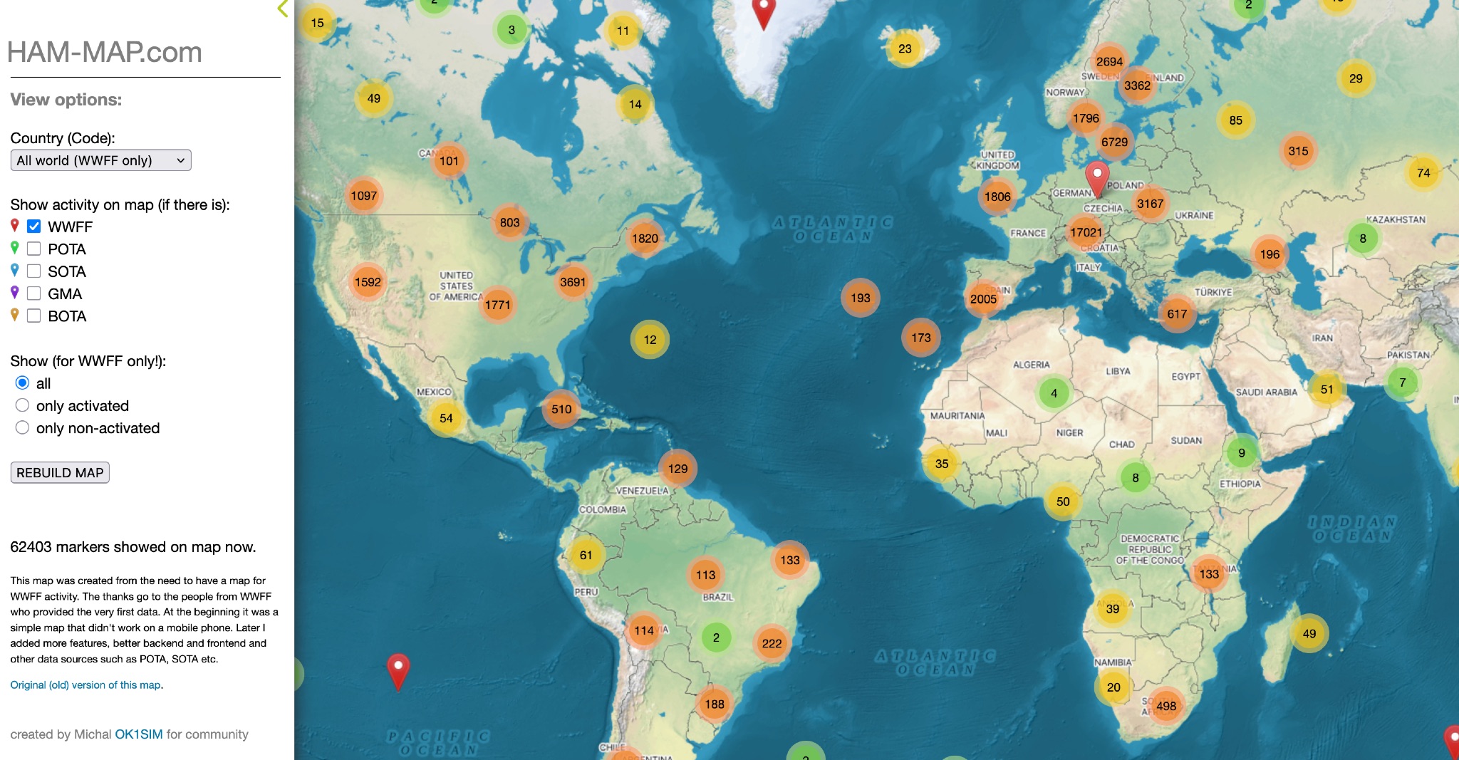 POTA SOTA WWFF Ham Radio Map Picture