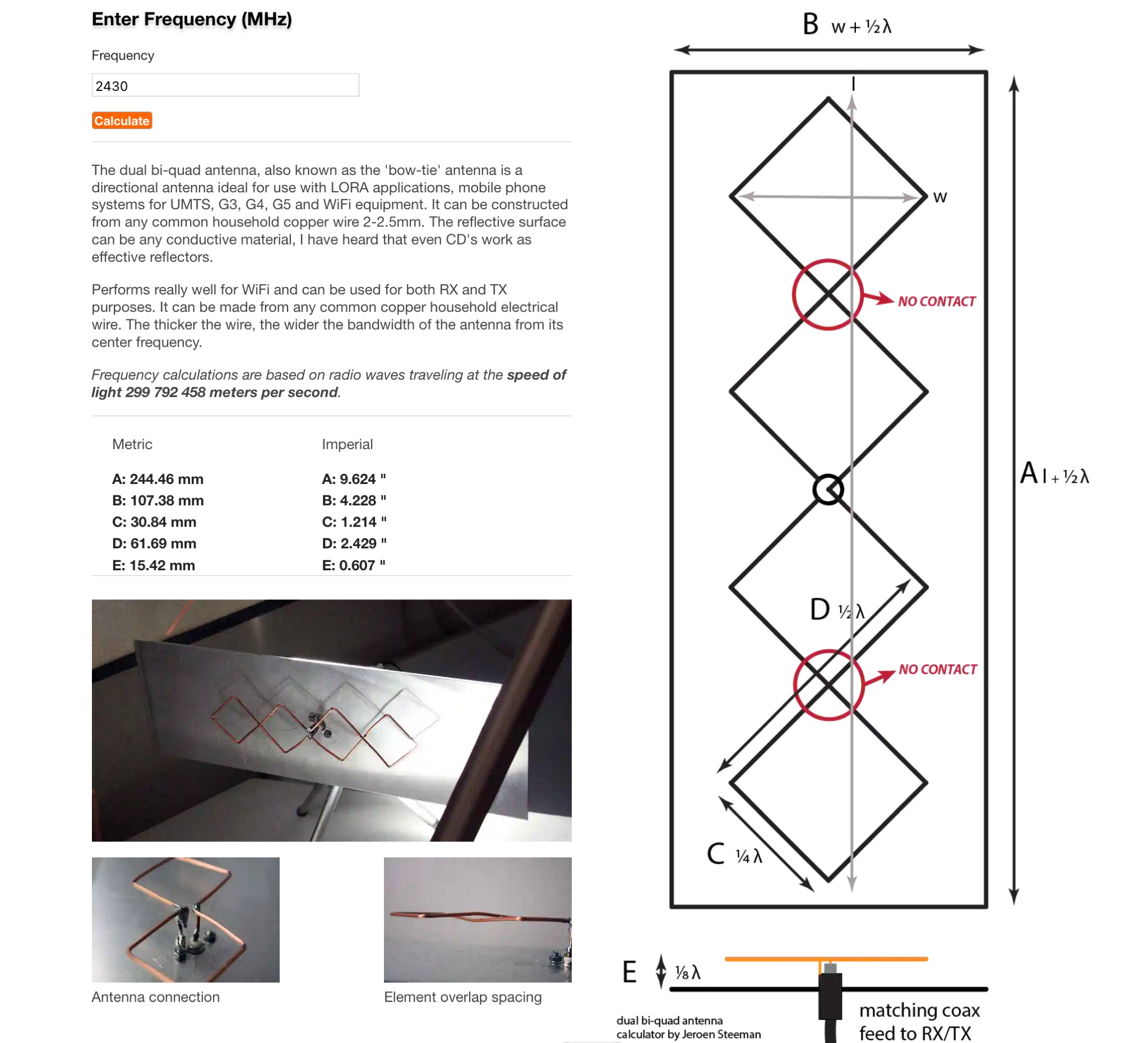 Double Bi-Quad Antenna Calculator - Online Antenna Designer Picture