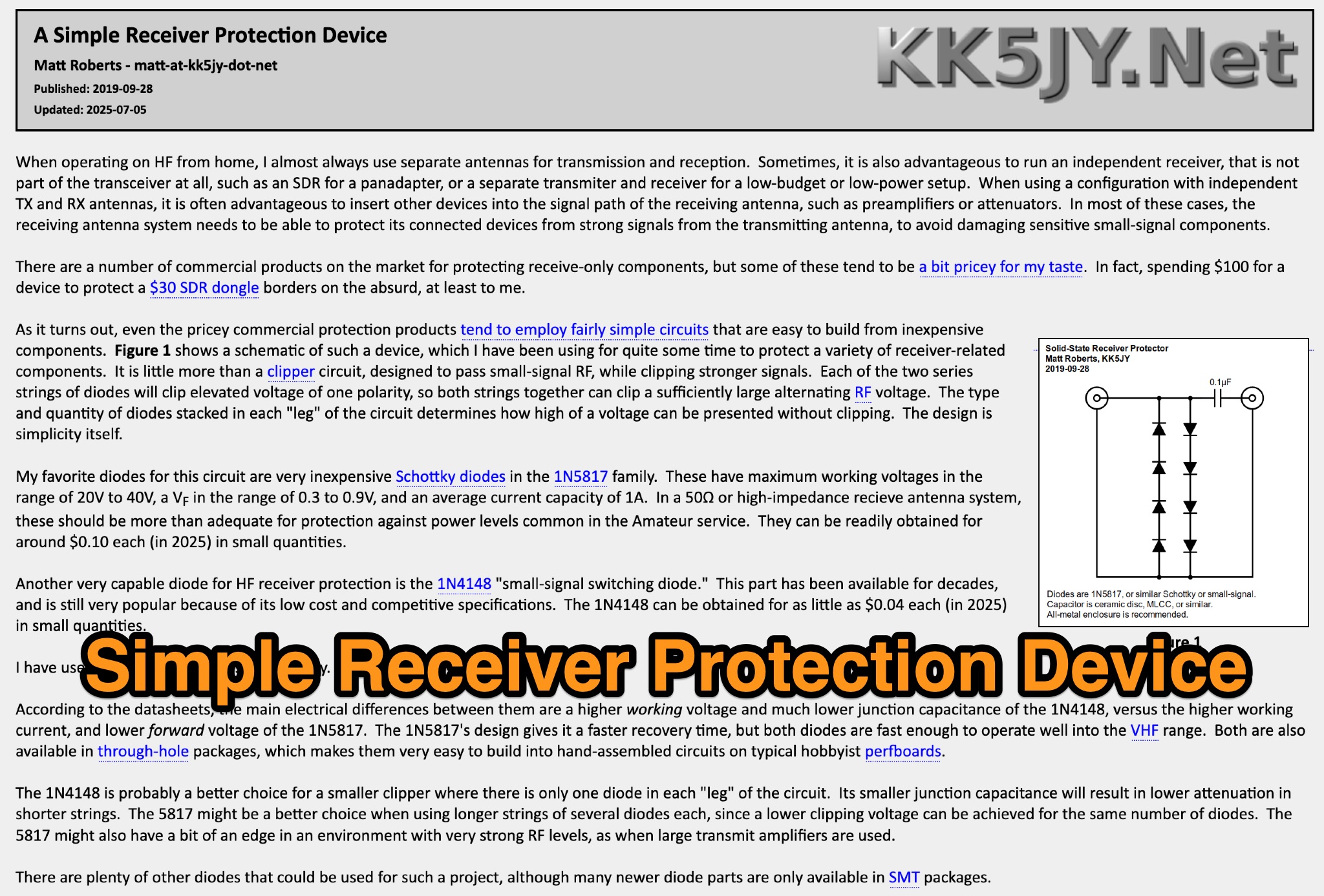 RF Clipper for Receiver Protection Device - KK5JY Picture