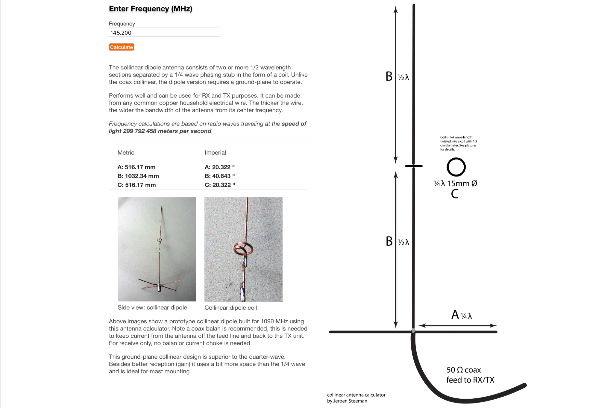 Collinear Dipole Antenna Calculator - Calculate Antenna Dimensions Picture