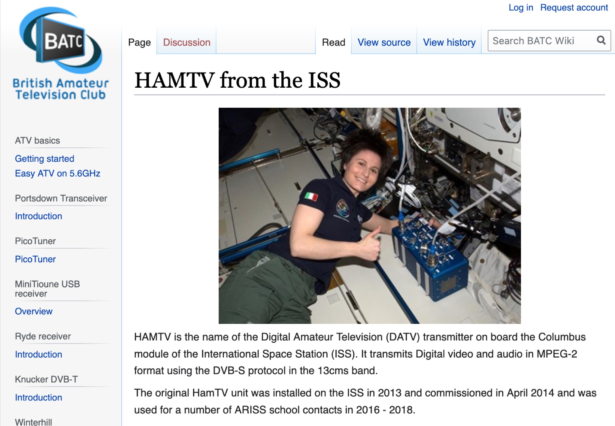 HAMTV from the ISS - Digital Amateur Television Transmitter Picture