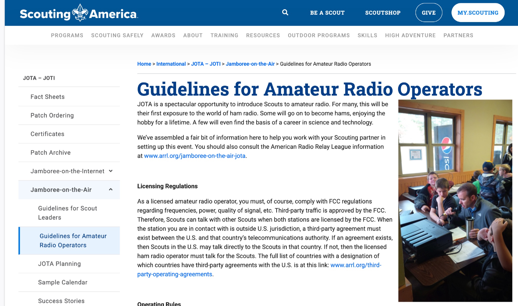 Guidelines for JOTA Amateur Radio Operators Picture