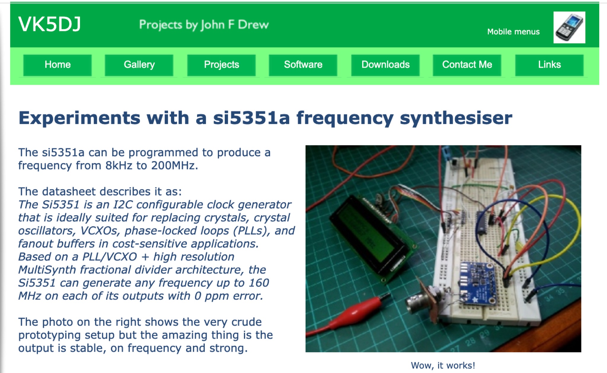 Si5351a Frequency Synthesizer Experiments Picture