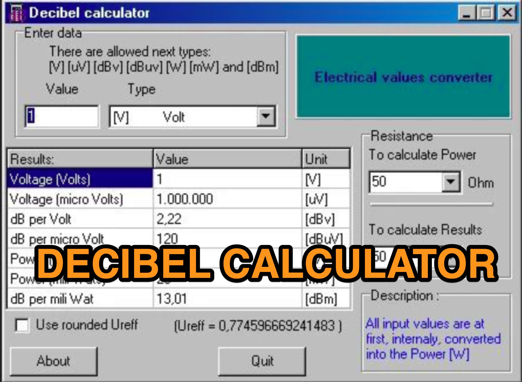 dB Calculator - Convert dBv dBm W mW V uV Picture