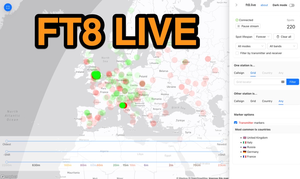FT8 Live: Real-Time FT8 and SOTA Spots Picture