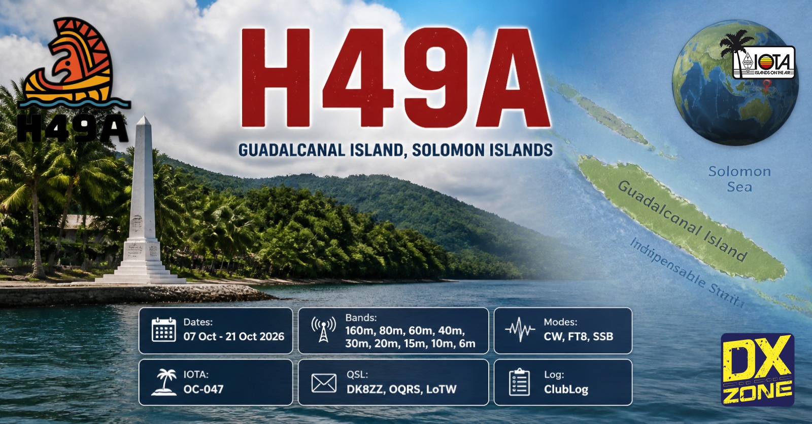 H49A — Solomon Islands DXpedition — Dates, QSL & Live Spots | DXZone