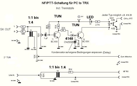 Digital mode PTT interface circuit wiring headset for cb radio 