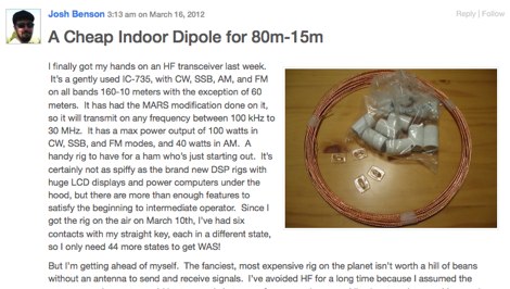 A Cheap Indoor Dipole for 80m-15m