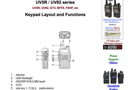 UV-5R Keypad and functions