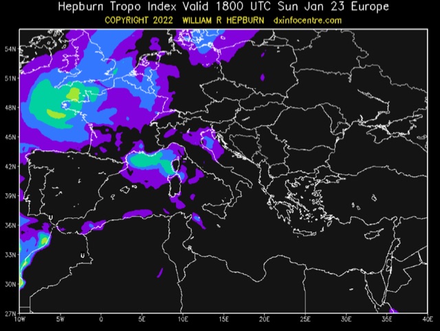 Tropospheric Ducting Forecast Europe