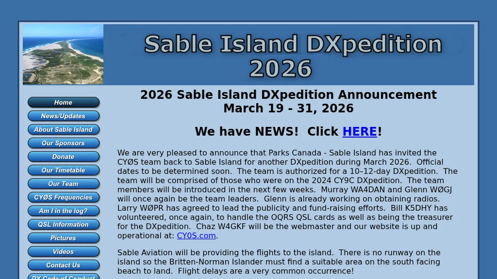 CY0S 2026 Sable Island DXpedition