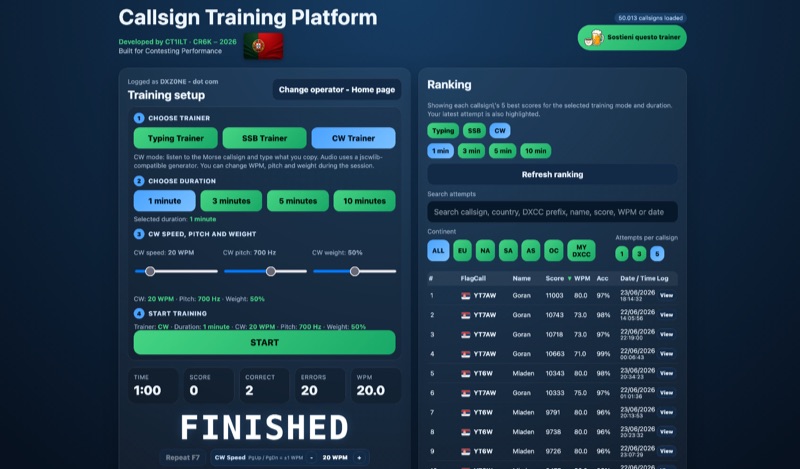 CW4EVER Callsign Training Platform